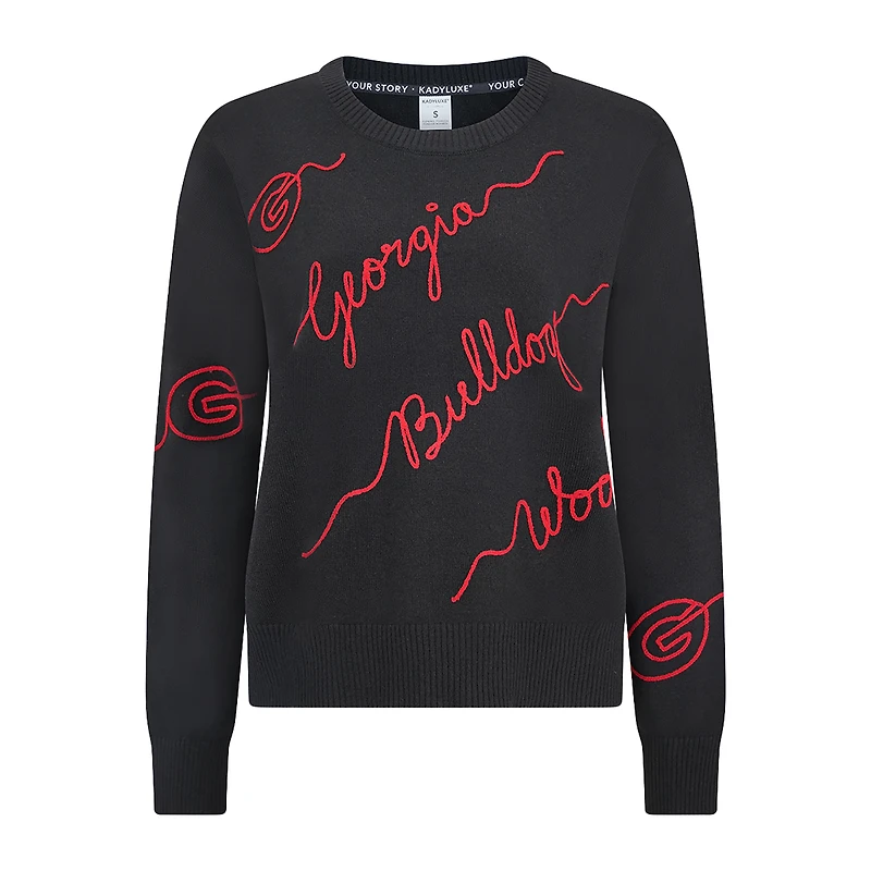 Pull brodé Love Note noir Georgia Bulldogs pour femme