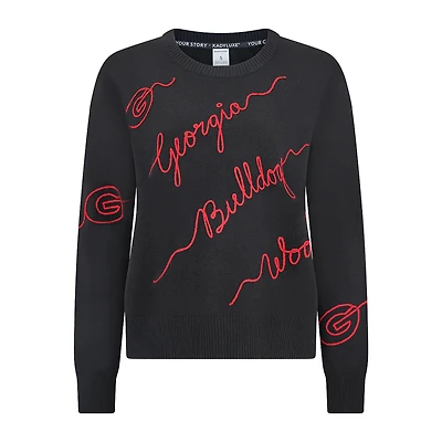 Pull brodé Love Note noir Georgia Bulldogs pour femme