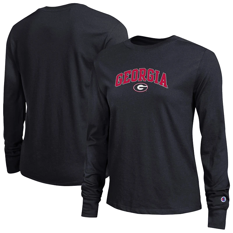 Women's Champion Red Georgia Bulldogs Arch Over Logo Long Sleeve T-Shirt