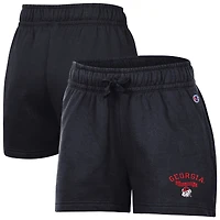 Short pour femme Champion Black Georgia Bulldogs Powerblend à taille élastique