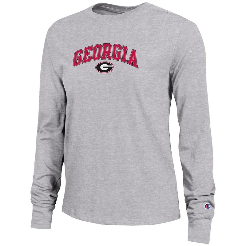 Women's Champion Gray Georgia Bulldogs Arch Over Logo Long Sleeve T-Shirt