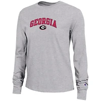Women's Champion Gray Georgia Bulldogs Arch Over Logo Long Sleeve T-Shirt