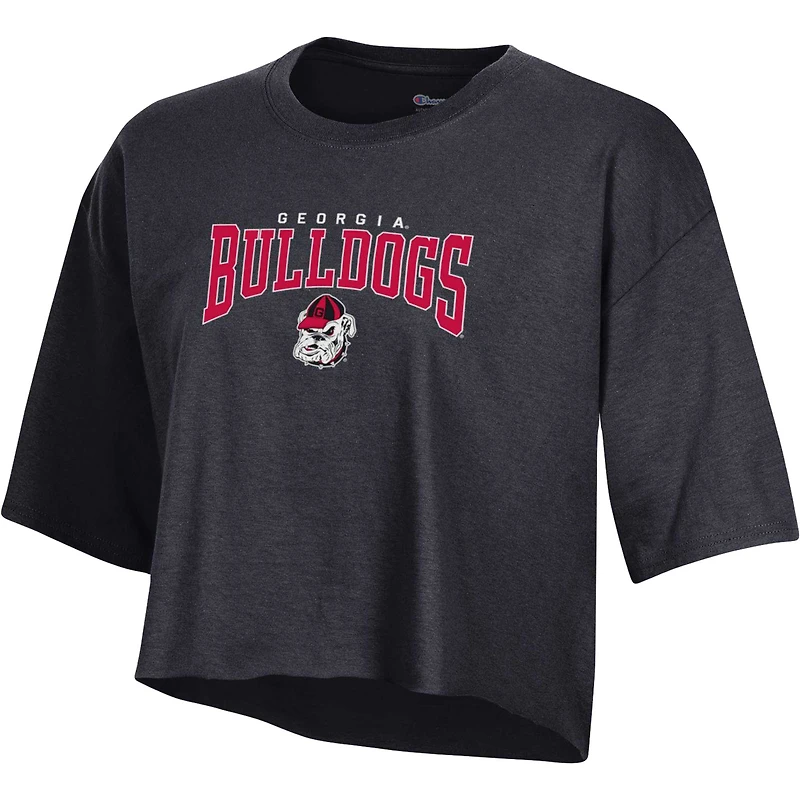 T-shirt court pour femme Champion Heather Charcoal Georgia Bulldogs Boyfriend