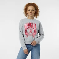 Women's Champion  Heather Gray Georgia Bulldogs Academic Crest Powerblend Crewneck Sweatshirt