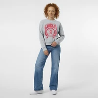 Women's Champion  Heather Gray Georgia Bulldogs Academic Crest Powerblend Crewneck Sweatshirt