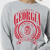 Women's Champion  Heather Gray Georgia Bulldogs Academic Crest Powerblend Crewneck Sweatshirt
