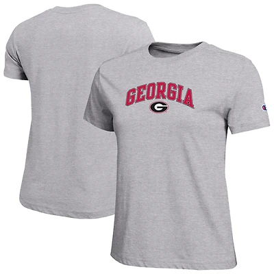 Women's Champion  Heather Gray Georgia Bulldogs Arched Over Logo T-Shirt