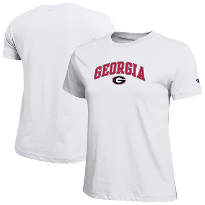 Women's Champion  White Georgia Bulldogs Arched Over Logo T-Shirt