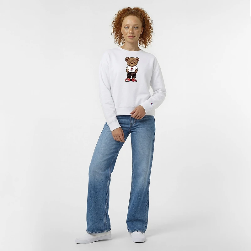 Sweat-shirt en polaire blanc Champion Georgia Bulldogs pour femmes, motif ours peluche