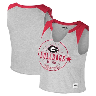 T-shirt court musculaire vintage Colosseum x Wrangler Heather Grey Georgia Bulldogs pour femmes