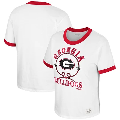 Women's Colosseum x Wrangler White Georgia Bulldogs Freehand Ringer T-Shirt