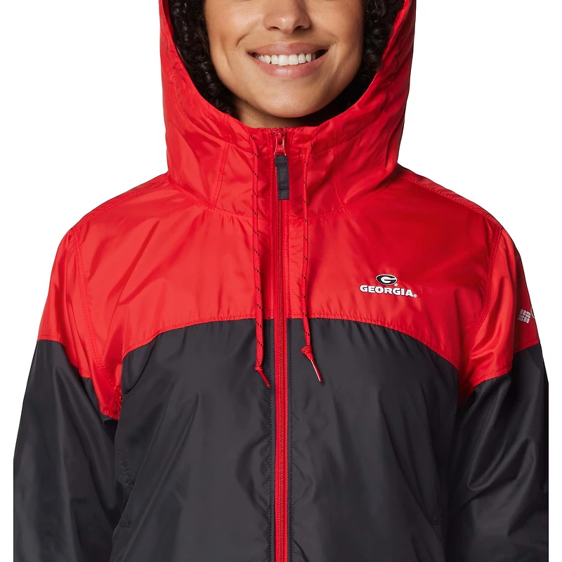 Veste coupe-vent à capuche entièrement zippée Columbia Georgia Bulldogs Flash Forward pour femme, rouge/noir
