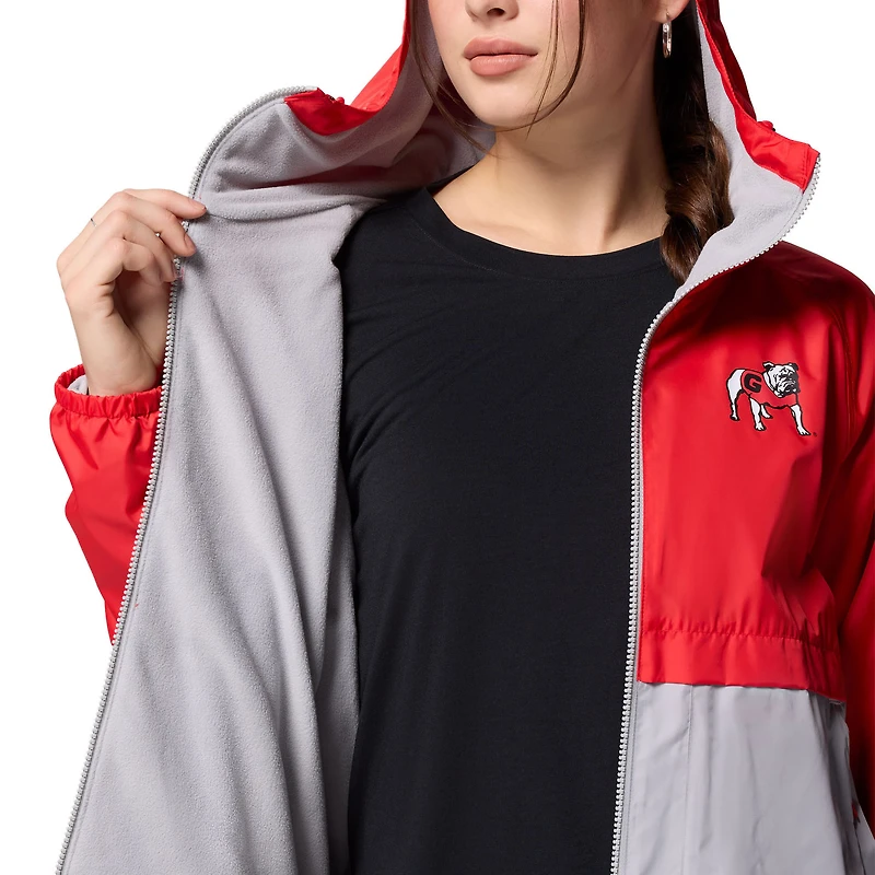Coupe-vent à capuche Columbia rouge/gris Georgia Bulldogs Spire pour femme