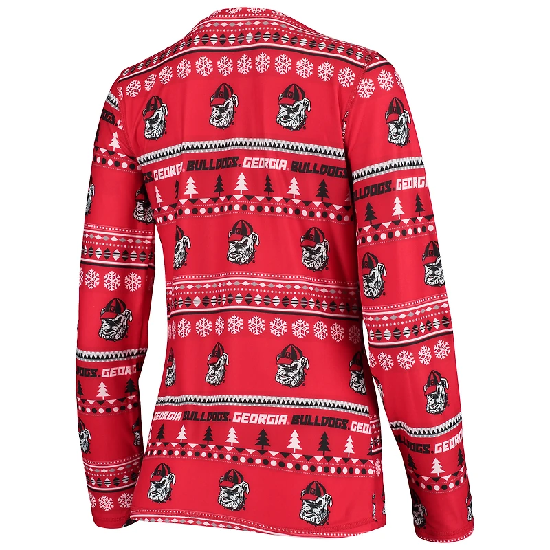 Women's Concepts Sport Red Georgia Bulldogs Holiday Long Sleeve Top & Pants Sleep Set