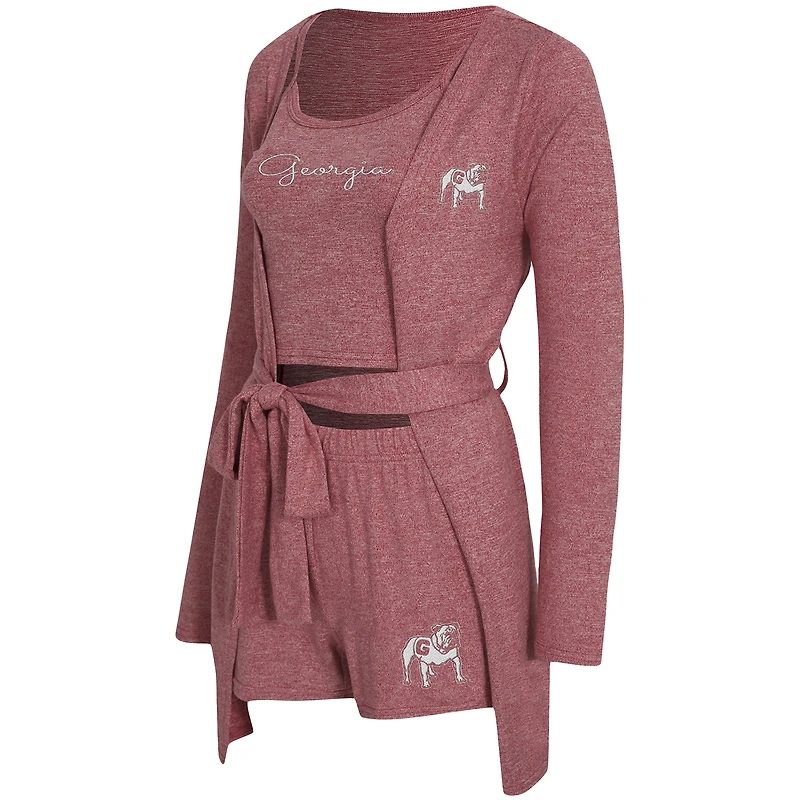 Ensemble trois pièces pour femme Concepts Sport Red Georgia Bulldogs Rigor, composé d'un débardeur, short et peignoir