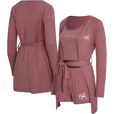 Ensemble trois pièces pour femme Concepts Sport Red Georgia Bulldogs Rigor, composé d'un débardeur, short et peignoir