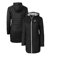 Manteau long à capuche Cutter & Buck Rainier Primaloft Eco pour femme, noir, motif Georgia Bulldogs