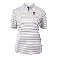 Women's Cutter & Buck  Gray Georgia Bulldogs DryTec Virtue Eco Pique Stripe Recycled Polo