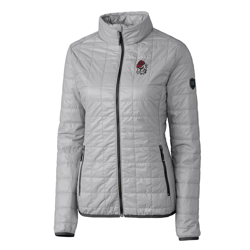 Women's Cutter & Buck Gray Georgia Bulldogs Rainier Eco Insulated Puffer Full-Zip Jacket