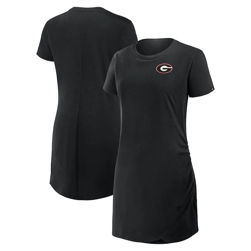 Robe t-shirt drapée froncée noire Fanatics pour femme, Georgia Bulldogs