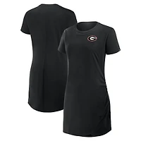 Robe t-shirt drapée froncée noire Fanatics pour femme, Georgia Bulldogs