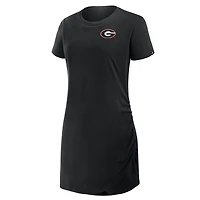 Robe t-shirt drapée froncée noire Fanatics pour femme, Georgia Bulldogs