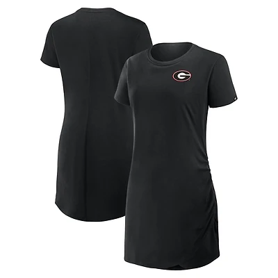 Robe t-shirt drapée froncée noire Fanatics pour femme, Georgia Bulldogs
