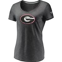 T-shirt à col en V avec logo principal Fanatics Charcoal Georgia Bulldogs pour femmes