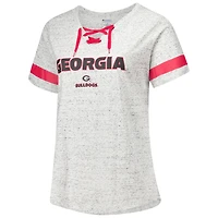 T-shirt à lacets et col en V pour femmes Fanatics Heather Gray Georgia Bulldogs grande taille