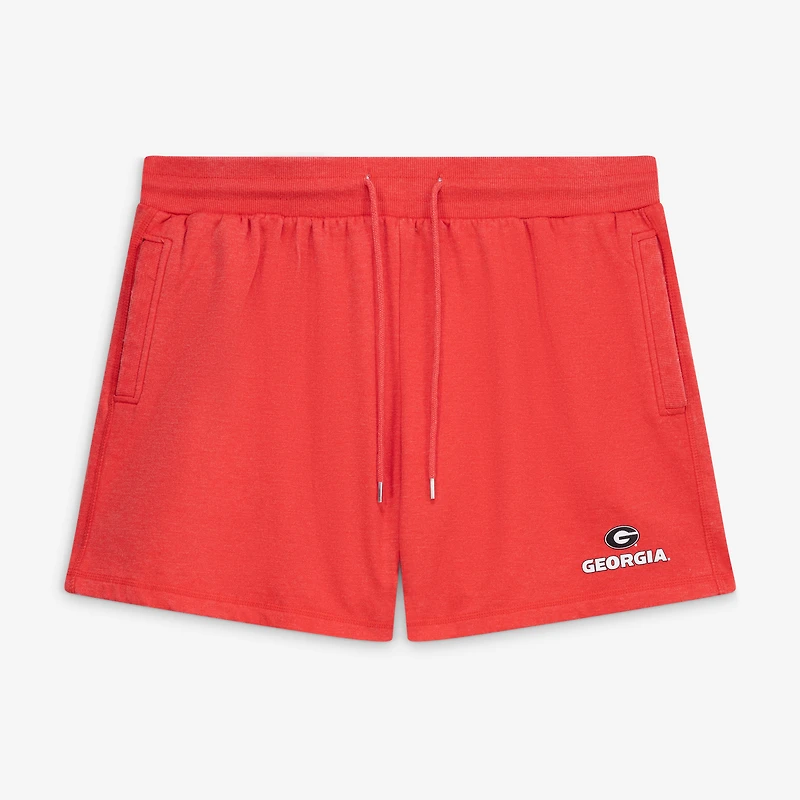 Ensemble de nuit Fanatics Heather Red Georgia Bulldogs pour femmes, short et sweat à capuche sans manches, grandes tailles.