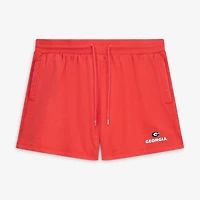 Ensemble de nuit Fanatics Heather Red Georgia Bulldogs pour femmes, short et sweat à capuche sans manches, grandes tailles.