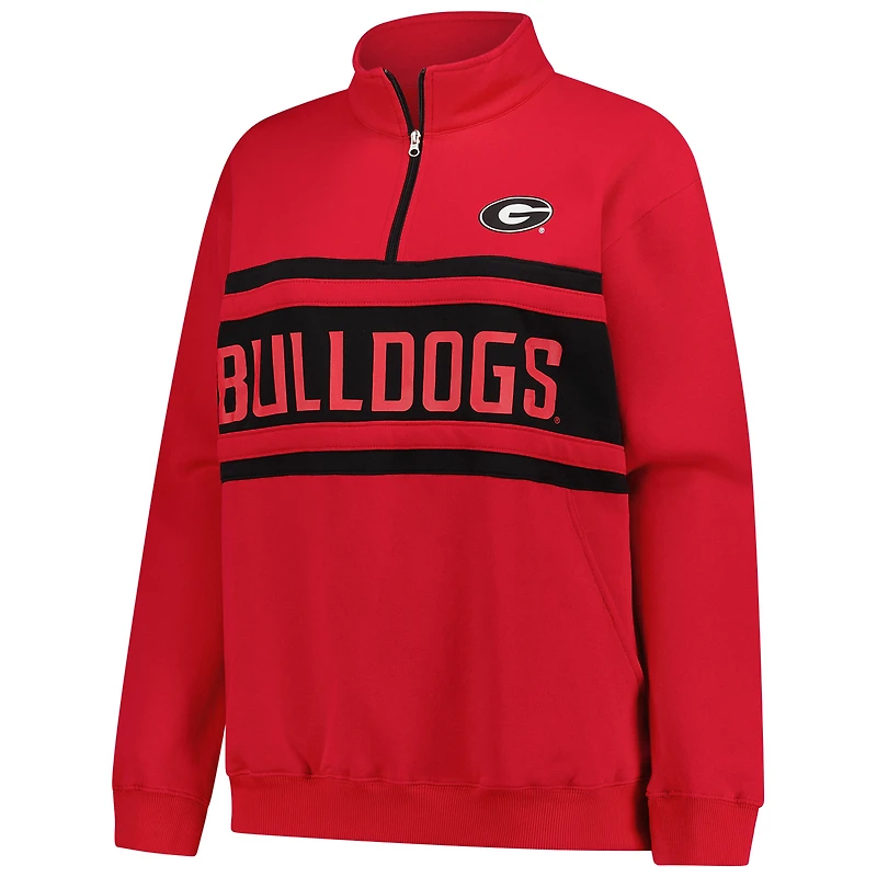 Women's Fanatics Red/Black Georgia Bulldogs Plus Quarter-Zip Pullover