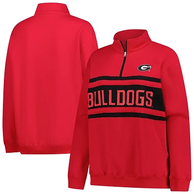 Women's Fanatics Red/Black Georgia Bulldogs Plus Quarter-Zip Pullover