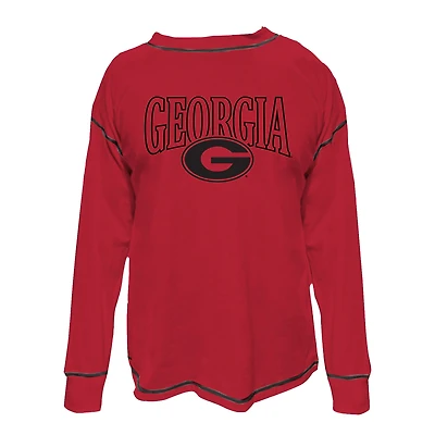 Sweat-shirt à coutures contrastées Fanatics Red Georgia Bulldogs grande taille pour femme