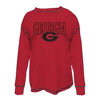 Sweat-shirt à coutures contrastées Fanatics Red Georgia Bulldogs grande taille pour femme