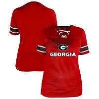 Women's Fanatics Red Georgia Bulldogs Plus Mesh Overlay Lace-Up Jersey T-Shirt