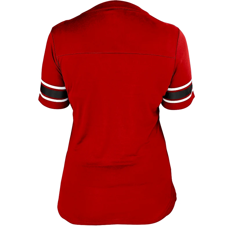 Women's Fanatics Red Georgia Bulldogs Plus Mesh Overlay Lace-Up Jersey T-Shirt