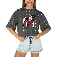 T-shirt court à strass pour femme Gameday Couture, gris, Georgia Bulldogs Go Time