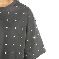 T-shirt court à strass pour femme Gameday Couture, gris, Georgia Bulldogs Go Time