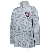 Sweat-shirt Gameday Couture gris chiné Georgia Bulldogs pour femme avec fermeture éclair quart de léopard