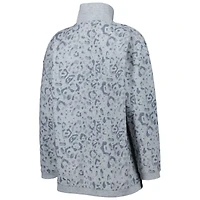 Sweat-shirt Gameday Couture gris chiné Georgia Bulldogs pour femme avec fermeture éclair quart de léopard