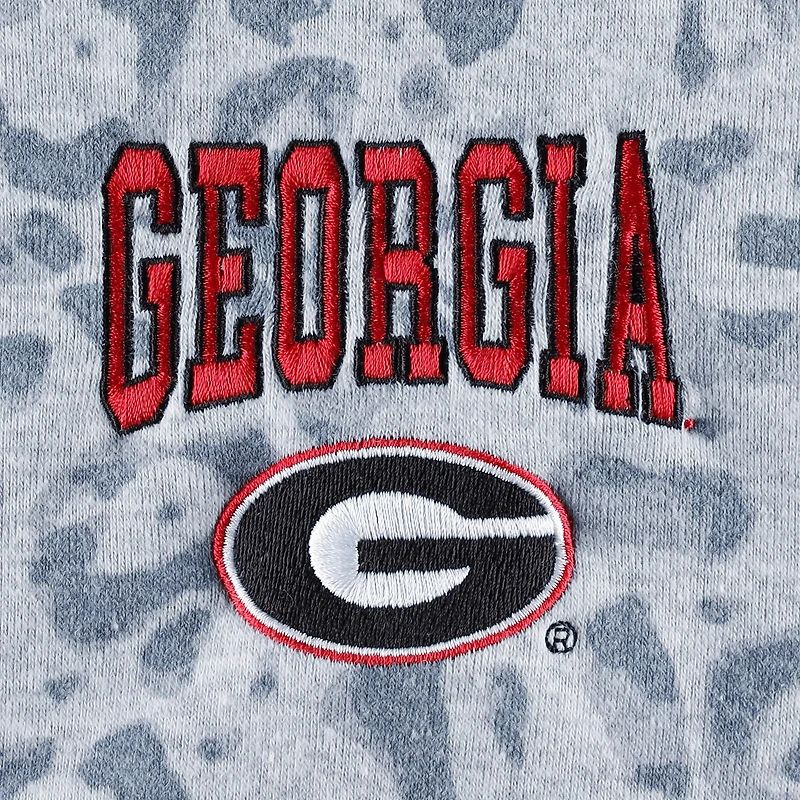 Sweat-shirt Gameday Couture gris chiné Georgia Bulldogs pour femme avec fermeture éclair quart de léopard