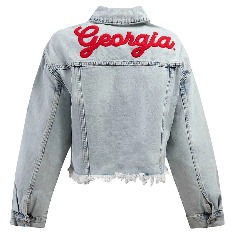 Veste en jean délavée à boutons pour femme Hype and Vice Denim Georgia Bulldogs