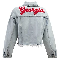 Veste en jean délavée à boutons pour femme Hype and Vice Denim Georgia Bulldogs
