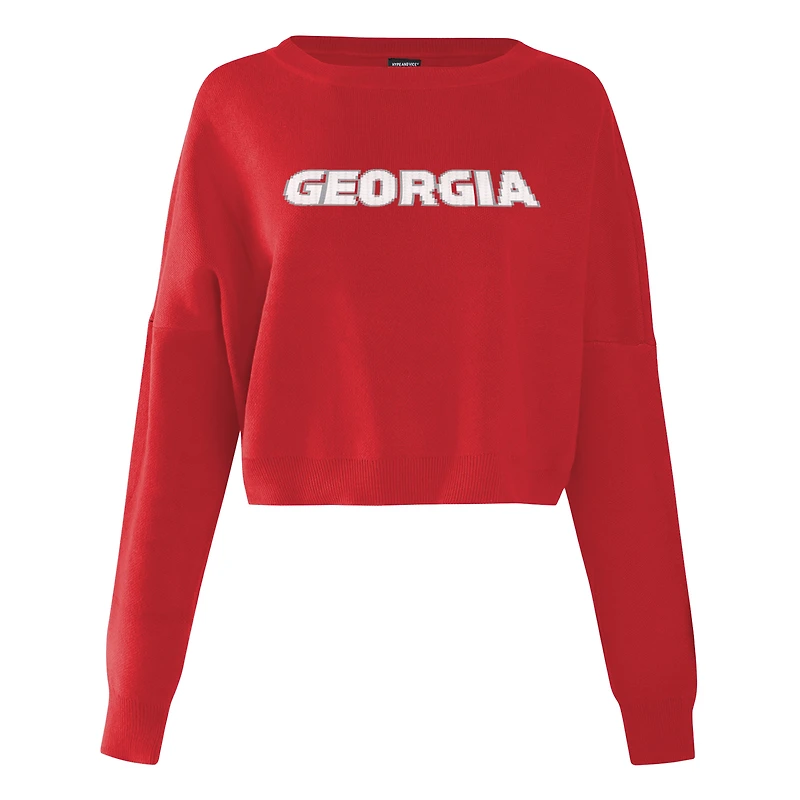 Pull court surdimensionné en tricot Ivy pour femme Hype and Vice Red Georgia Bulldogs