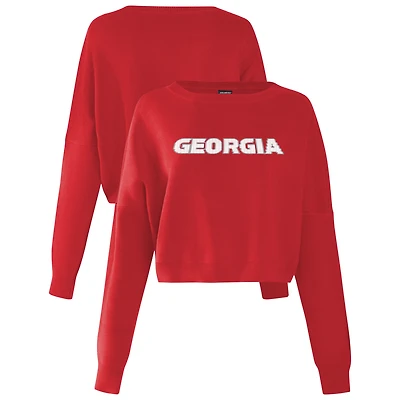 Pull court surdimensionné en tricot Ivy pour femme Hype and Vice Red Georgia Bulldogs