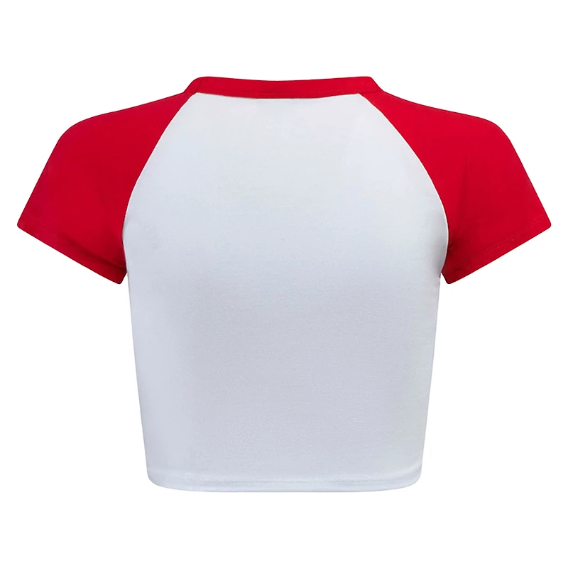 T-shirt raglan court Hype and Vice blanc/rouge pour femme Georgia Bulldogs Homerun