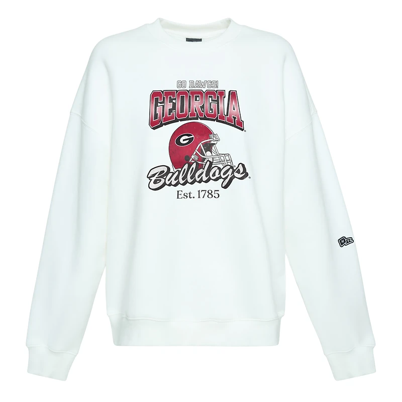 Sweat-shirt ras du cou blanc classique des Georgia Bulldogs pour femme Hype and Vice