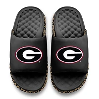 Women's ISlide Black Georgia Bulldogs Cheetah Dip Motive Slide Sandals