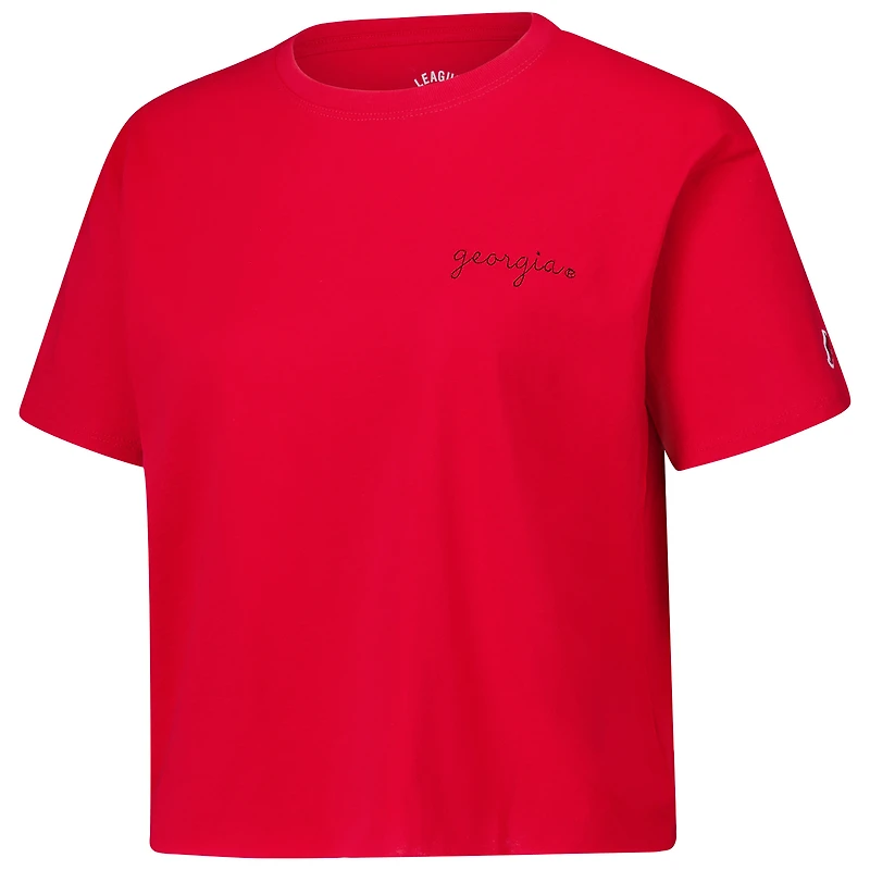 Women's League Collegiate Wear Red Georgia Bulldogs Clothesline Cotton Midi T-Shirt